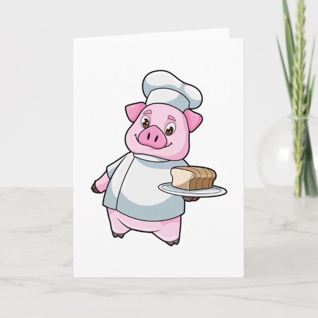 Pig as Chef with Platter & Cake Card (Front)
