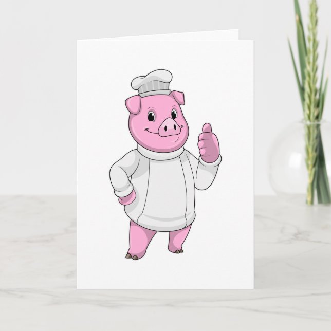 Pig as Cook with Chef hat Card (Front)