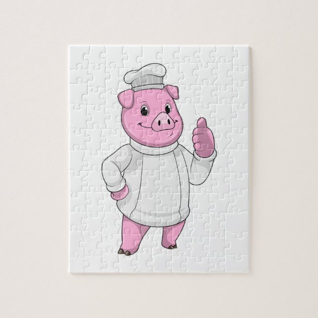 Pig as Cook with Chef hat Jigsaw Puzzle (Vertical)
