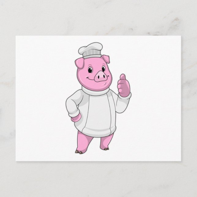 Pig as Cook with Chef hat Postcard (Front)