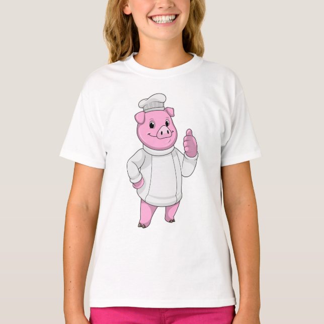 Pig as Cook with Chef hat T-Shirt (Front)