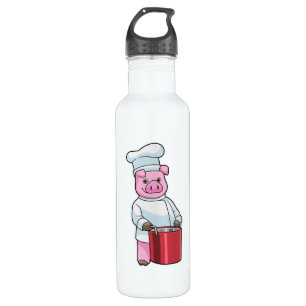 Pig as Cook with Cooking pot 710 Ml Water Bottle