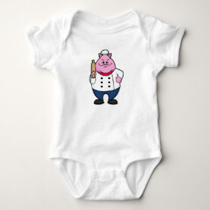 Pig as Cook with Rolling pin Baby Bodysuit