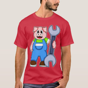 Pig as Craftsman with Wrench T-Shirt