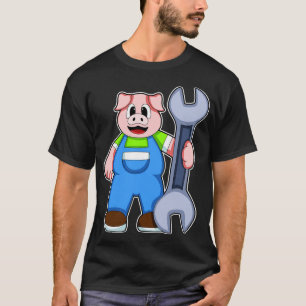 Pig as Craftsman with Wrench T-Shirt