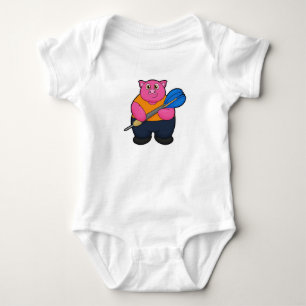 Pig as Dart player with Darts Baby Bodysuit