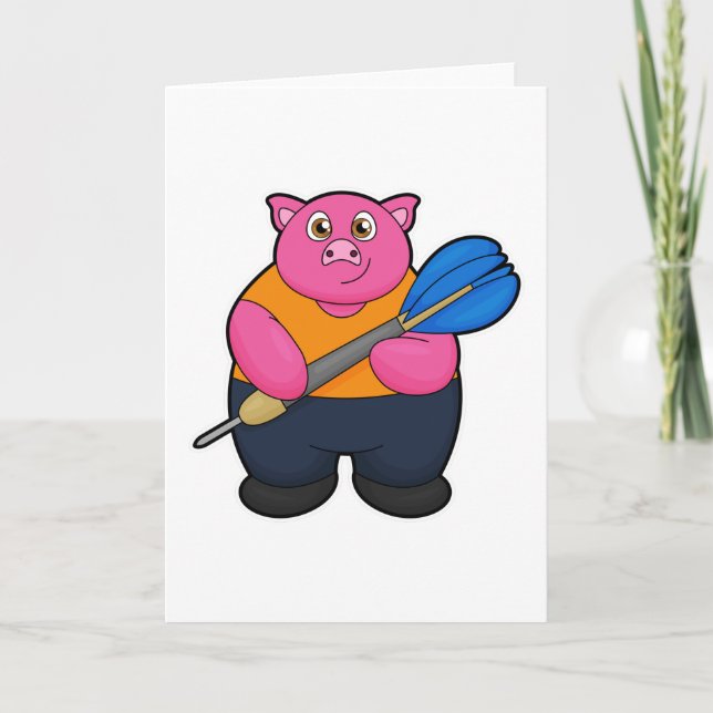 Pig as Dart player with Darts Card (Front)