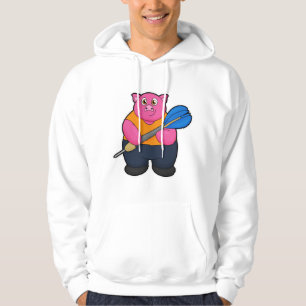 Pig as Dart player with Darts Hoodie