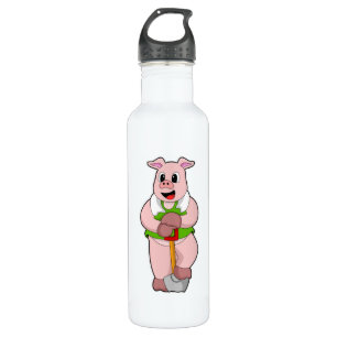 Pig as Farmer with Shovel 710 Ml Water Bottle