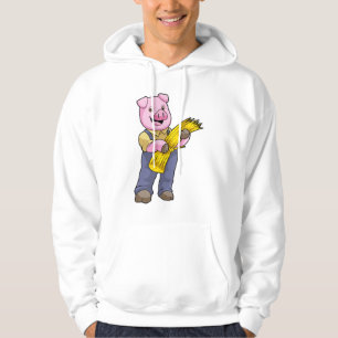 Pig as Farmer with Straw Hoodie