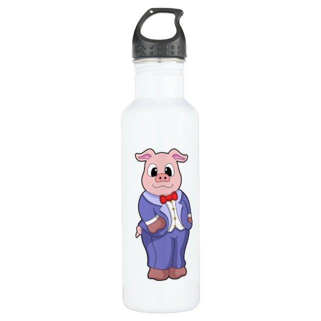 Pig as Groom with Suit 710 Ml Water Bottle (Front)