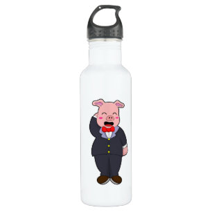 Pig as Groom with Suit & Tie 710 Ml Water Bottle