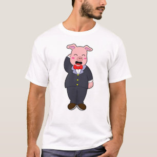 Pig as Groom with Suit & Tie T-Shirt