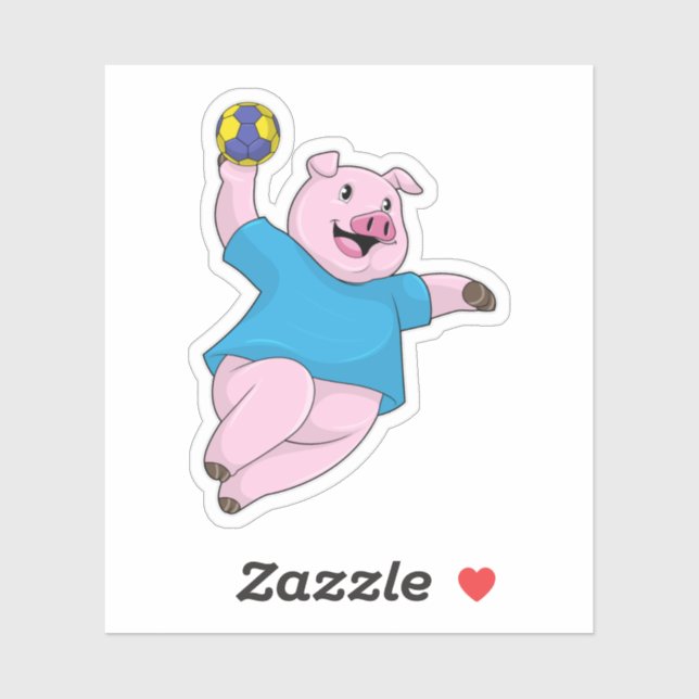 Pig as Handball player with Handball (Sheet)