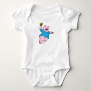 Pig as Handball player with Handball Baby Bodysuit