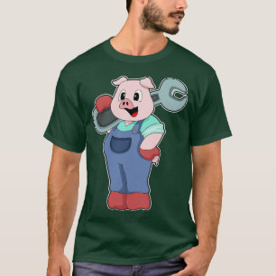 Pig as Mechanic with Wrench T-Shirt