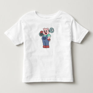 Pig as Mechanic with Wrench Toddler T-Shirt