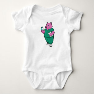 Pig as Nurse with Medicine Baby Bodysuit