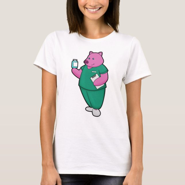 Pig as Nurse with Medicine T-Shirt (Front)