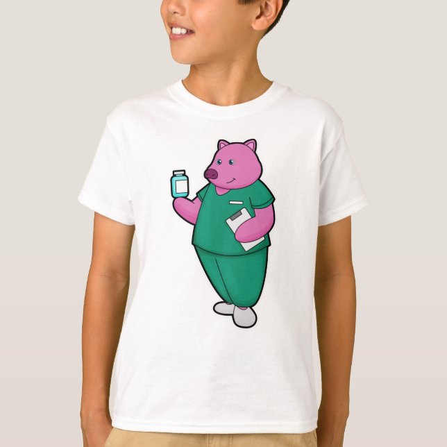 Pig as Nurse with Medicine T-Shirt (Front)