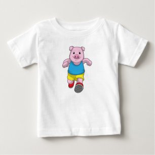 Pig as Runner at Running Baby T-Shirt