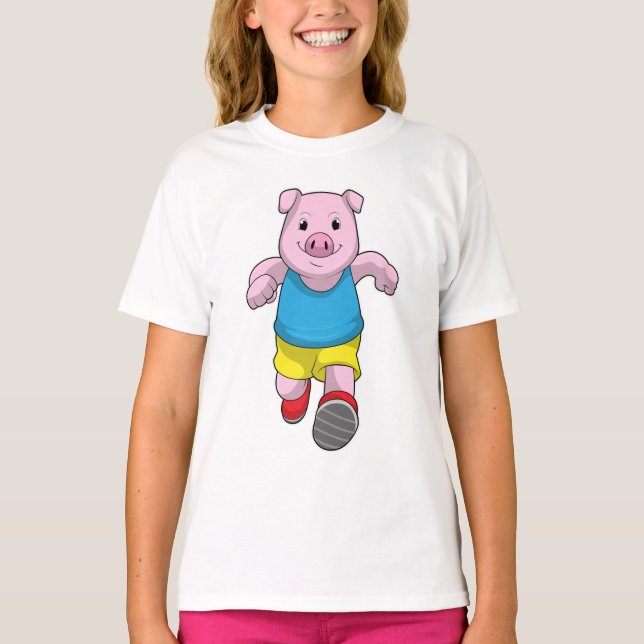 Pig as Runner at Running T-Shirt (Front)