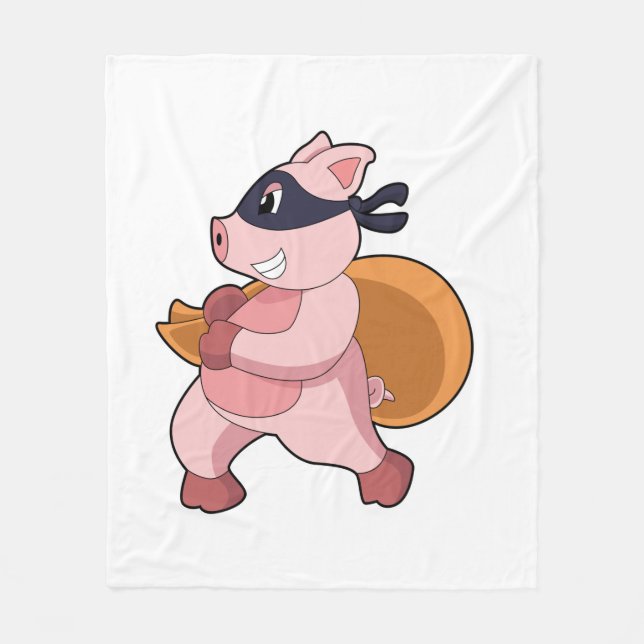 Pig as Runner Fleece Blanket (Front)