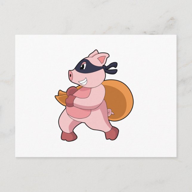 Pig as Runner Postcard (Front)