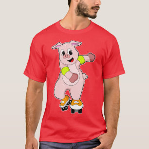 Pig as Skater with Inline skates 2 T-Shirt