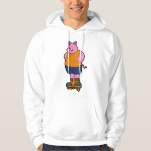 Pig as Skater with Inline skates Hoodie