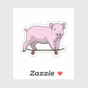 Pig as Skater with Skateboard