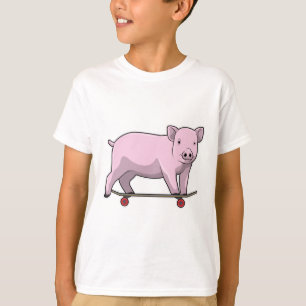 Pig as Skater with Skateboard T-Shirt