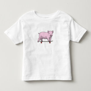 Pig as Skater with Skateboard Toddler T-Shirt