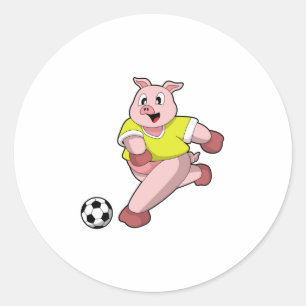 Pig as Soccer player with Soccer Classic Round Sticker