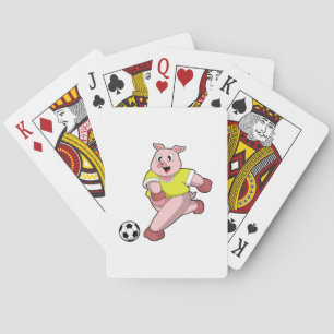 Pig as Soccer player with Soccer Playing Cards