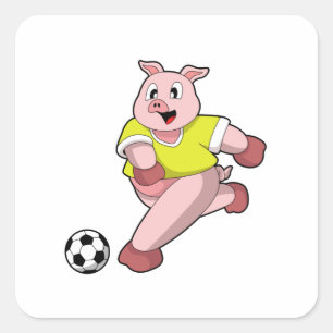 Pig as Soccer player with Soccer Square Sticker