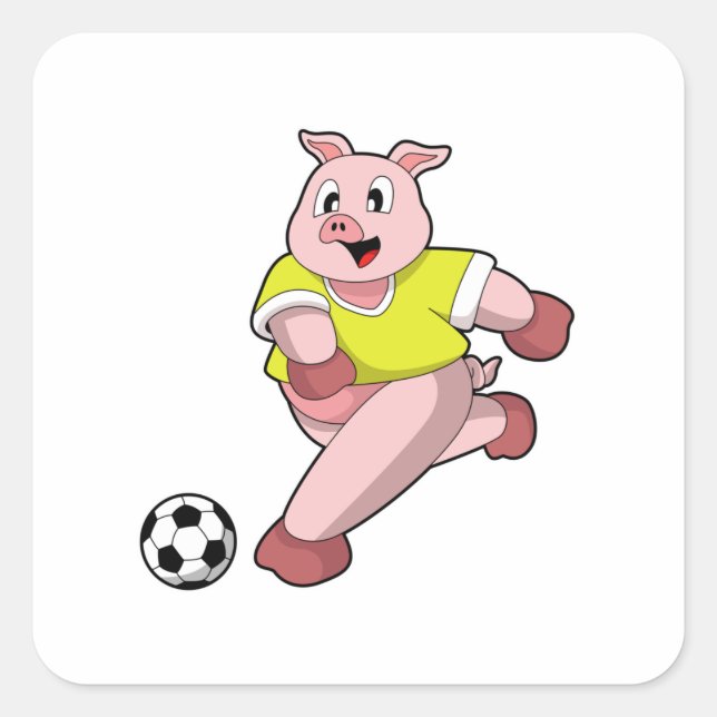 Pig as Soccer player with Soccer Square Sticker (Front)
