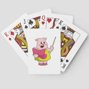 Pig as Teacher with Book Playing Cards