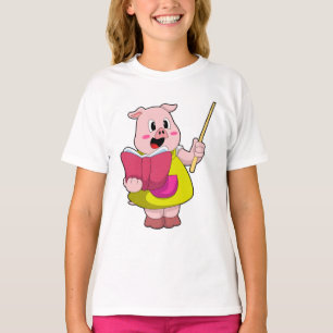 Pig as Teacher with Book T-Shirt