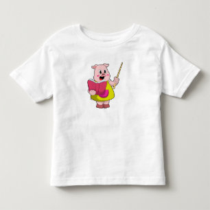 Pig as Teacher with Book Toddler T-Shirt