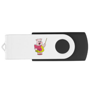 Pig as Teacher with Book USB Flash Drive