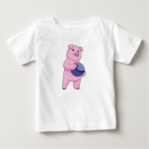 Pig at Bowling with Bowling ball Baby T-Shirt