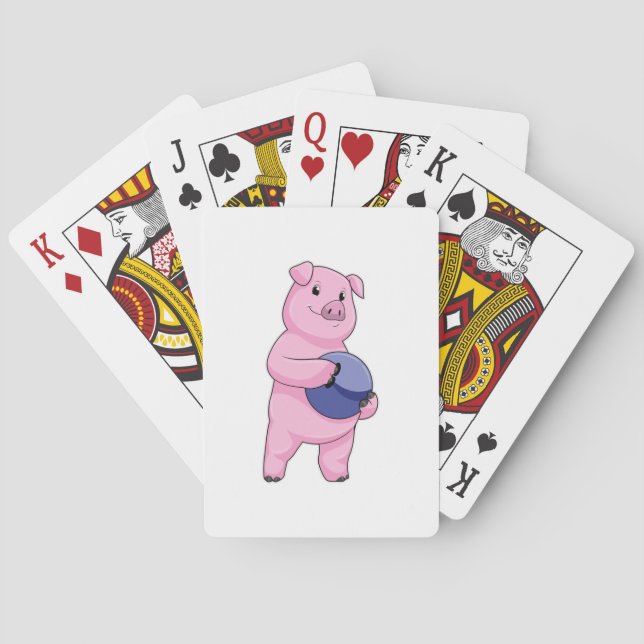 Pig at Bowling with Bowling ball Playing Cards (Back)