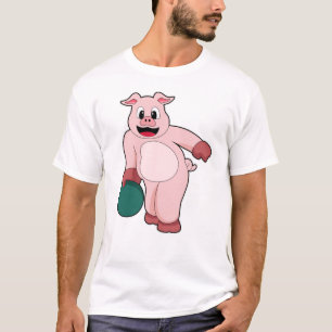 Pig at Bowling with Bowling ball T-Shirt