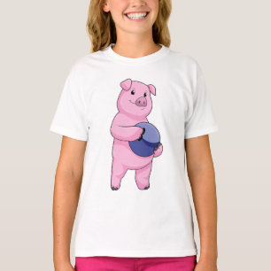 Pig at Bowling with Bowling ball T-Shirt
