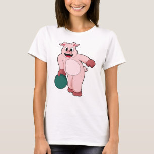 Pig at Bowling with Bowling ball T-Shirt