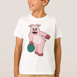 Pig at Bowling with Bowling ball T-Shirt