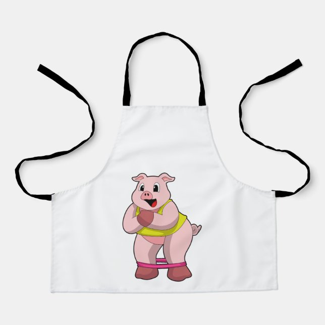 Pig at Fitness with Rubber band Apron (Front)