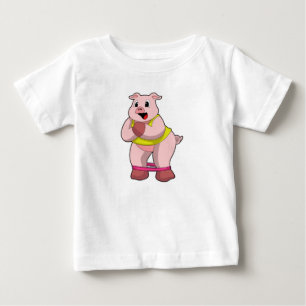 Pig at Fitness with Rubber band Baby T-Shirt
