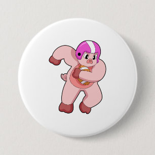 Pig at Football Sports 7.5 Cm Round Badge